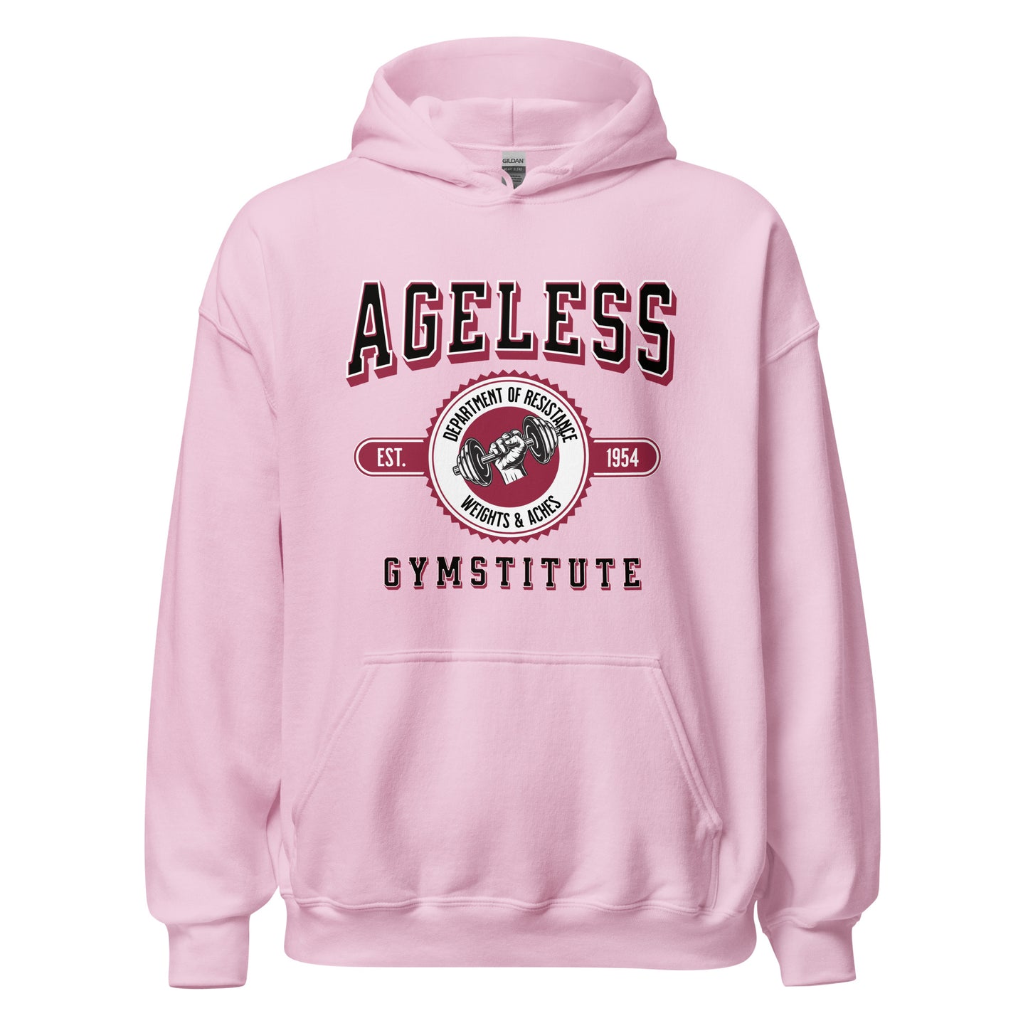 Ageless Gymstitute: Weights and Aches Unisex Hoodie