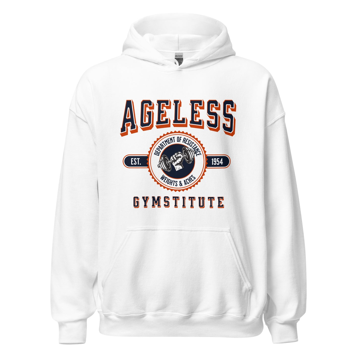 Ageless Gymstitute: Weights and Aches Unisex Hoodie