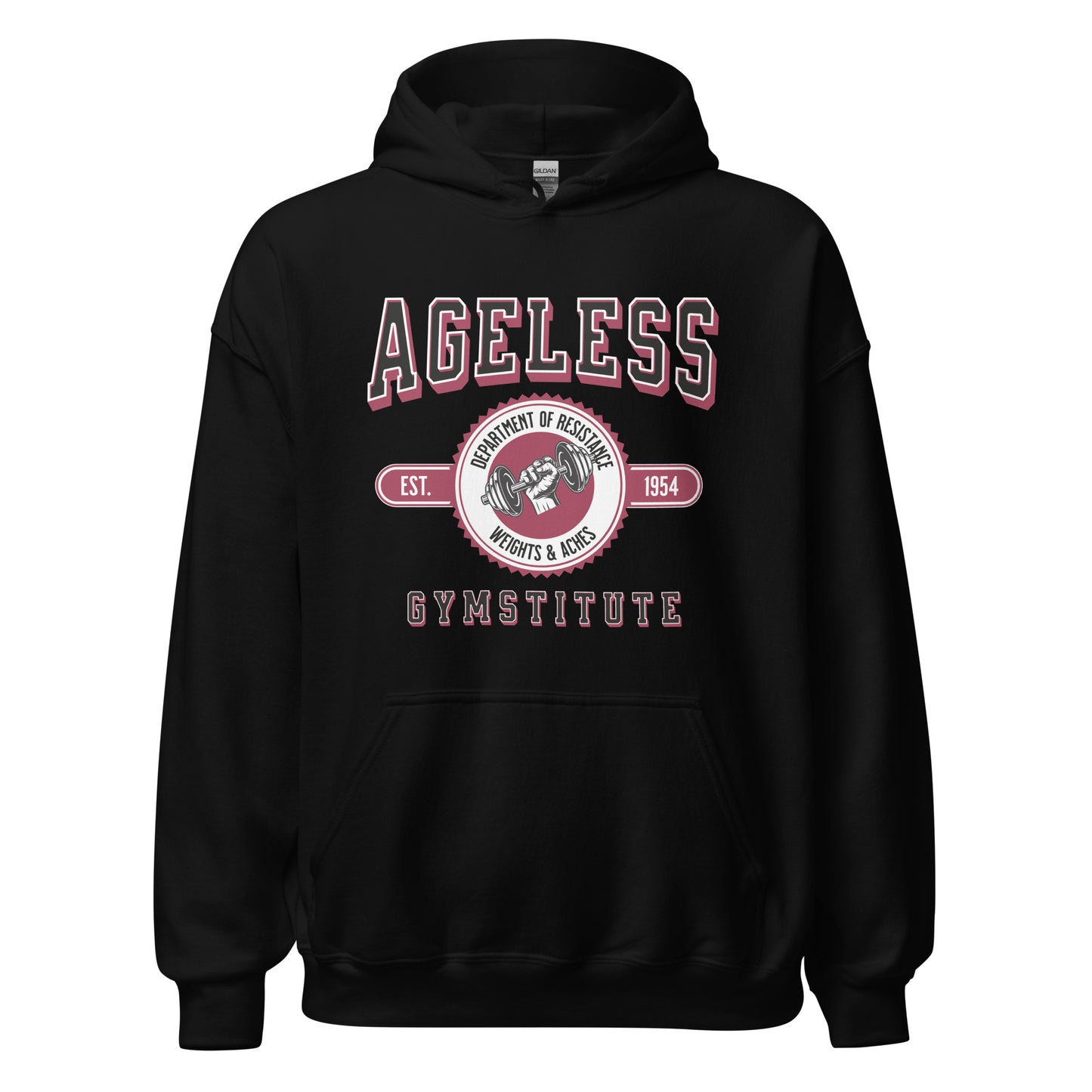 Ageless Gymstitute: Weights and Aches Unisex Hoodie
