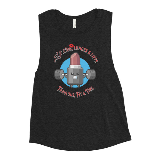 Lipstick, Lunges and Lifts Ladies’ Muscle Tank