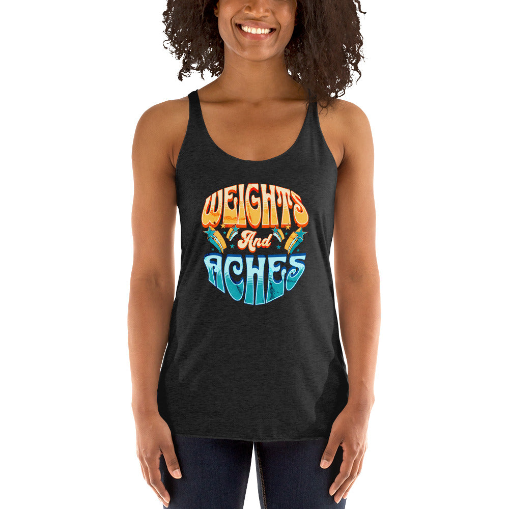Weights and Aches Retro Women's Racerback Tank